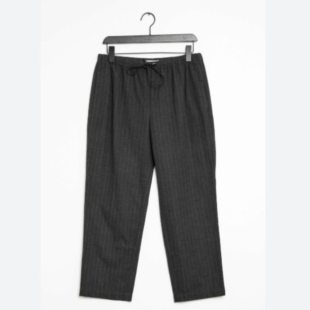 MANGO Straight Striped Trousers Elastic waist and drawstring
